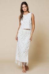Fringe Crochet Sleeveless Top & Maxi Skirt Set