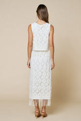 Fringe Crochet Sleeveless Top & Maxi Skirt Set