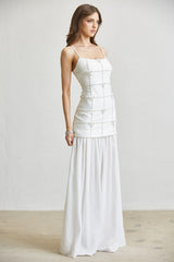 Bow Pearl Rhinestone Dropwaist Maxi Dress
