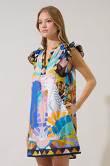 Pattie Ruffle Shift Mini Dress Tropical