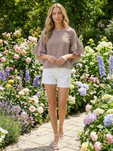 Scalloped Edge Detail Gingham Top