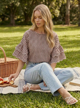 Scalloped Edge Detail Gingham Top