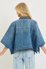 Flowy Square Cape Dark Denim Jacket