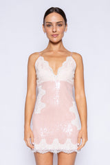 Sequin A Line Pink Cami Dress