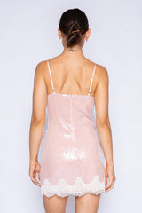 Sequin A Line Pink Cami Dress