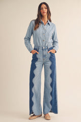 Scallop Wave Denim Ocean Curve Jeans