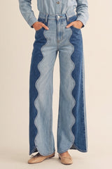 Scallop Wave Denim Ocean Curve Jeans