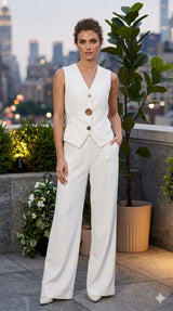 Elegant Sleeveless Two-piece Set Ivory
