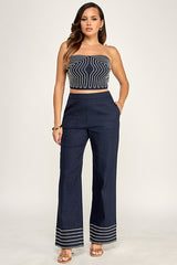 Dark Denim with White Rope Pant Set
