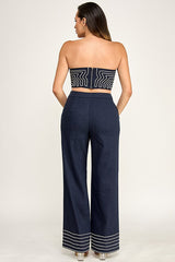 Dark Denim with White Rope Pant Set
