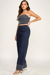 Dark Denim with White Rope Pant Set