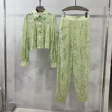 Lace Long Sleeve Top And Pant Set