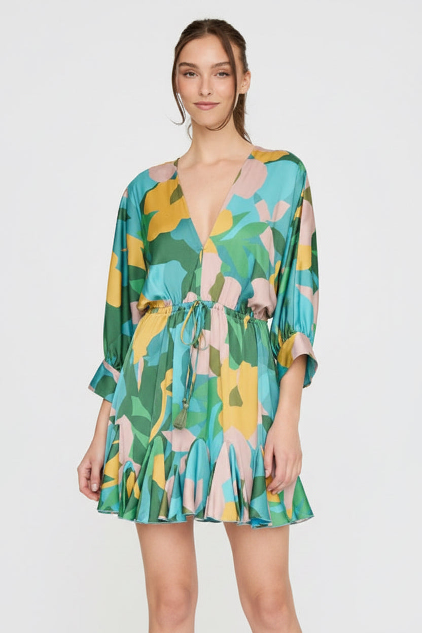 dolman sleeve mini dress Tie Waist Large Size:4 US Men (3 UK/AU) Mini dresses The Bebe RD-07.16.25 Cute V Neck Layered
