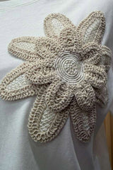 Floral 3d Embroidered Regular One Size T Shirts