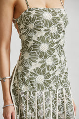 Halter Floral Embroidery Maxi Dress Basil
