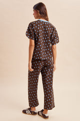 Polka Dot Knit Pullover & Wide Leg Pants Set