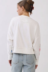 Vintage Floral Printed Pullover Top White