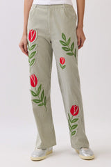 Rustic Green Striped Pants