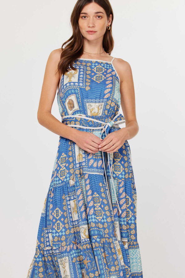 Boca Chica Dress Blue Coastal Print