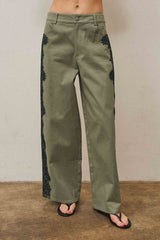 Cotton Twill Pants With Lace