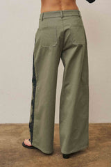 Cotton Twill Pants With Lace