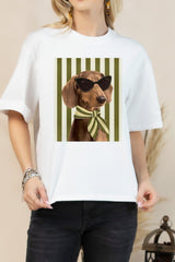 Detective Dog Print Oversize T Shirts