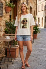 Detective Dog Print Oversize T Shirts