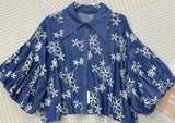 Short Sleeve Blouse And Pant Set