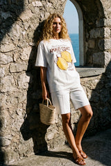 Amalfi Big Lemon Print Oversize T Shirts