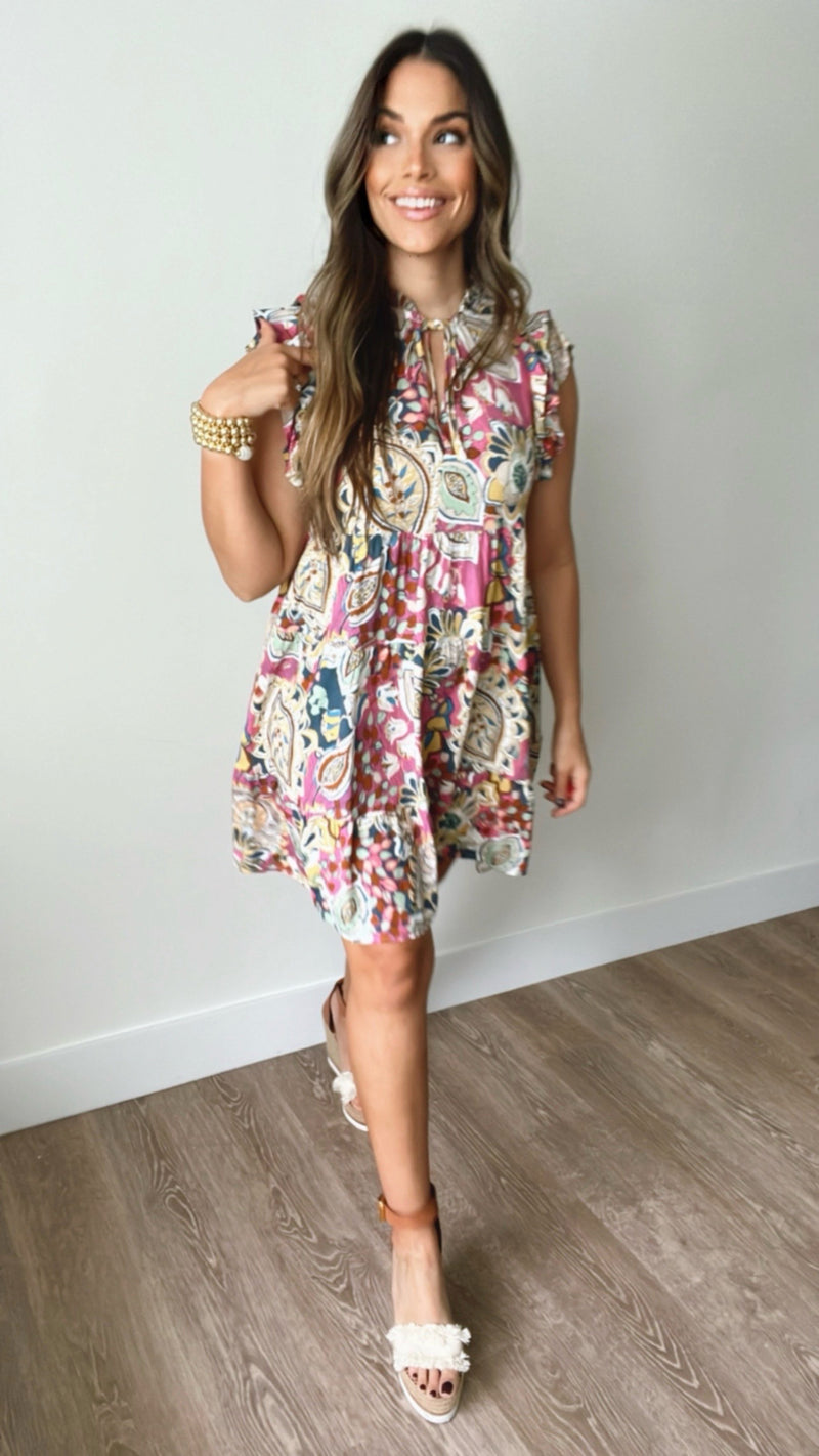 Brooke Pink Patterned Mini Dress