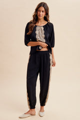 Balloon Pants with Lace Black