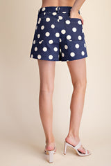 Navy Polka Dot Stretch Shorts