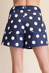 Navy Polka Dot Stretch Shorts