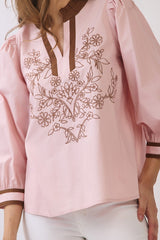 Embroidered Blouse Pink