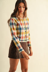 Multi Color Check Jacquard Sweater Cardigan