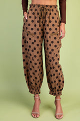 Polka-dot Gathered Ankle Parachute Pants