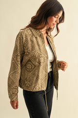 Bandana Printed Denim Blouson Jacket