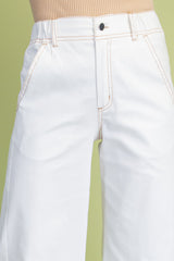 White Wide Leg Soft Denim Pants