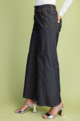 Black Wide Leg Soft Denim Pants