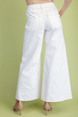 White Wide Leg Soft Denim Pants