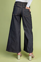 Black Wide Leg Soft Denim Pants