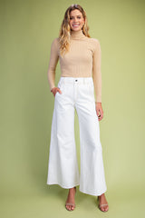 White Wide Leg Soft Denim Pants