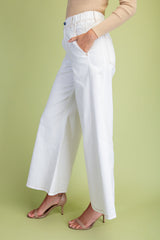 White Wide Leg Soft Denim Pants