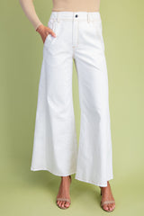 White Wide Leg Soft Denim Pants