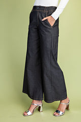Black Wide Leg Soft Denim Pants