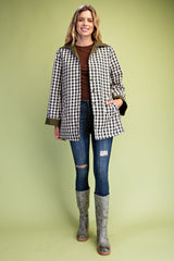 Olive Reversible Gingham Car Coat