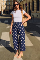Navy Polka Dot Barrel Casual Pants