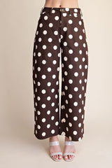 Brown Polka Dot Barrel Casual Pants