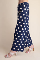 Navy Polka Dot Barrel Casual Pants