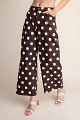 Brown Polka Dot Barrel Casual Pants